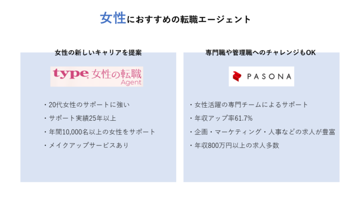 女性にオススメ転職エージェント