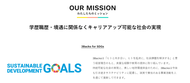 株式会社3BacksのミッションとSDGs目標への取り組み