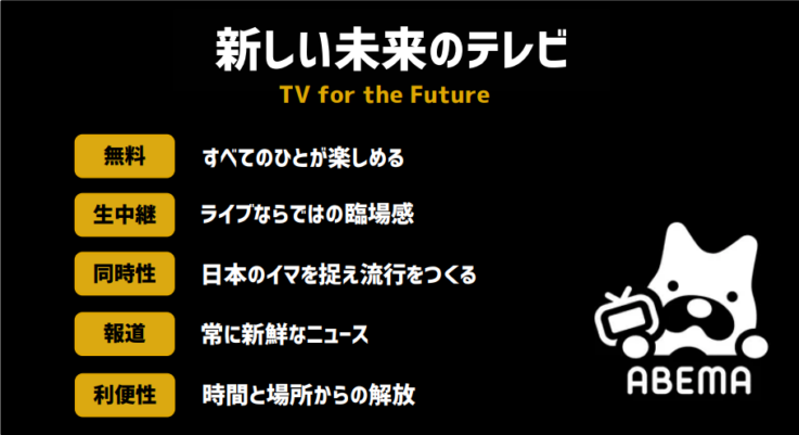 ABEMAの掲げるコンセプト「新しい未来のテレビ」の内容