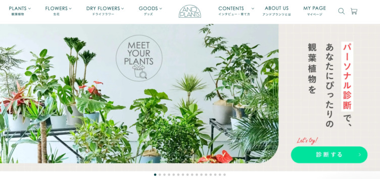 株式会社Domuzが運営するECサイト「AND PLANTS」トップページ