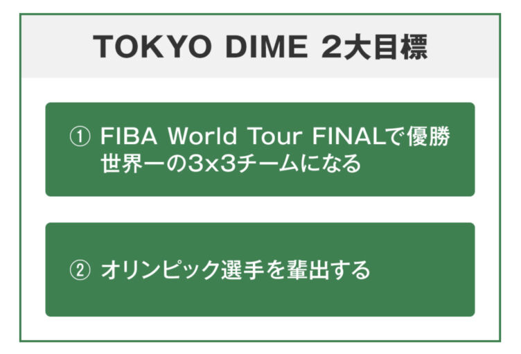 TOKYO DIMEの公式サイトに掲載された目標