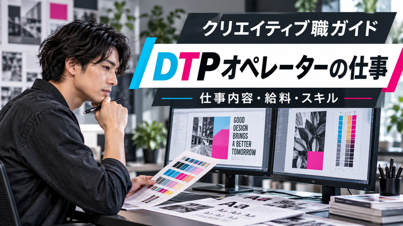 DTPオペレーターの仕事内容と給料とスキルを解説するアイキャッチ