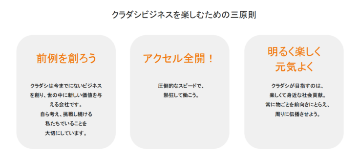 株式会社クラダシが掲げる3つのバリュー