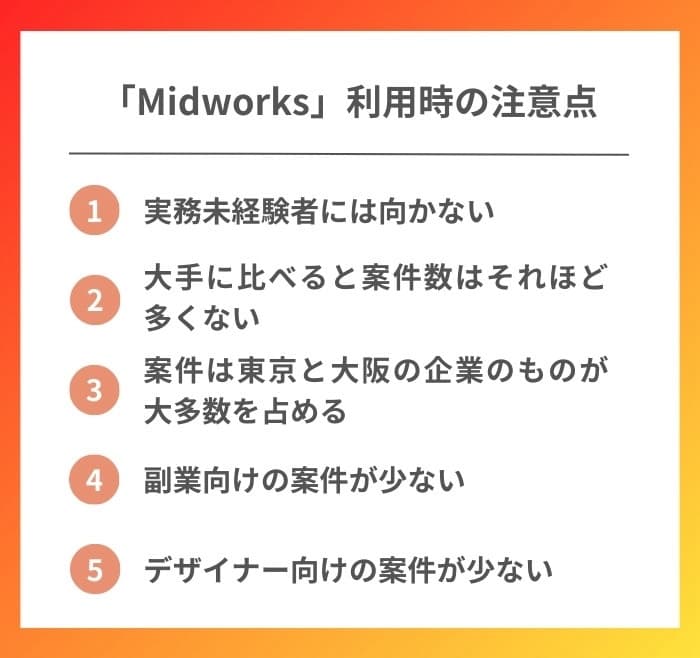 Midworksを利用するときの注意点