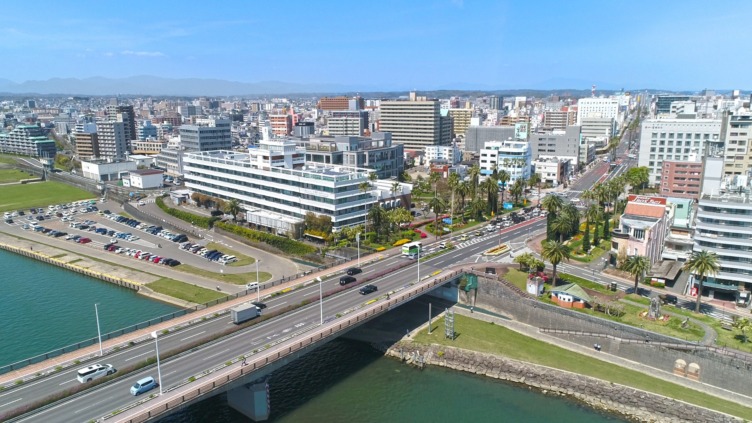 宮崎県宮崎市内の上空写真