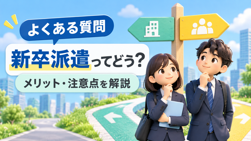 新卒派遣のメリットと注意点を考える男女のアイキャッチ