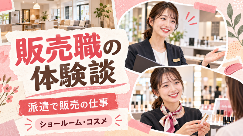 ショールーム・コスメ販売で働く派遣社員の体験談記事のアイキャッチ