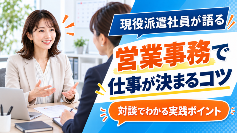 営業事務の仕事が決まるコツを現役派遣社員が語る記事のアイキャッチ