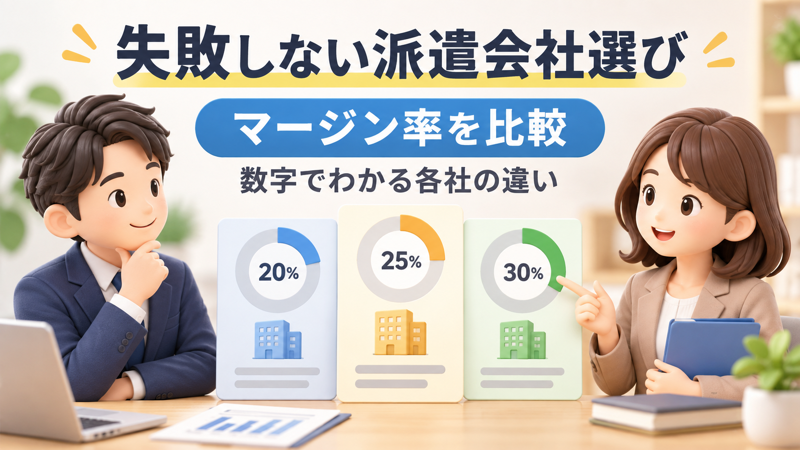 男女が派遣会社のマージン率を比較するアイキャッチ