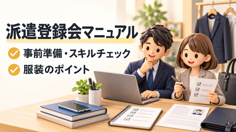 派遣登録会の準備・スキルチェック・服装を解説するアイキャッチ