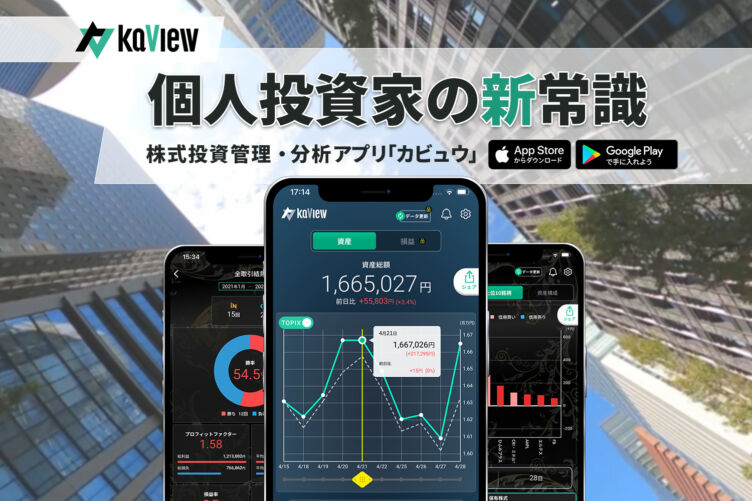 株式会社テコテックが開発した株式投資管理・分析アプリ「カビュウ」のイメージ画像