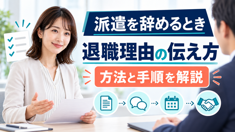 女性派遣社員が退職理由の伝え方を相談するアイキャッチ