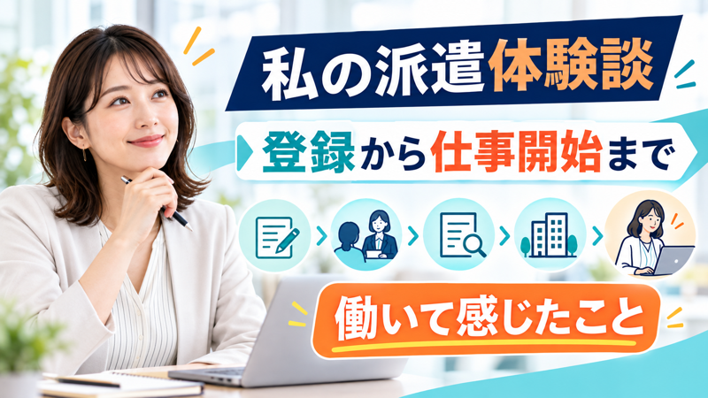 女性派遣社員が登録から仕事開始までを振り返るアイキャッチ