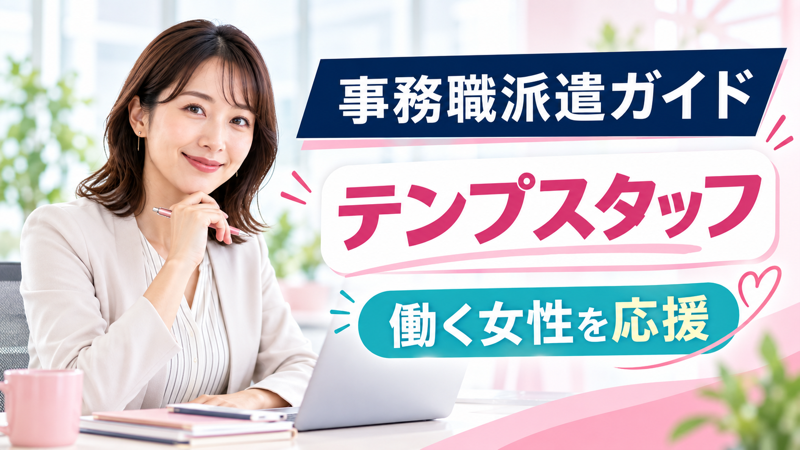 女性事務スタッフとテンプスタッフの特徴を紹介するアイキャッチ
