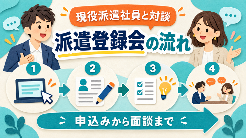 現役派遣社員が派遣登録会の流れを解説するアイキャッチ