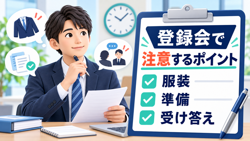派遣登録会で注意するポイントを解説するアイキャッチ